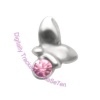 Resting Butterfly - Pink  - Silver Nose Stud